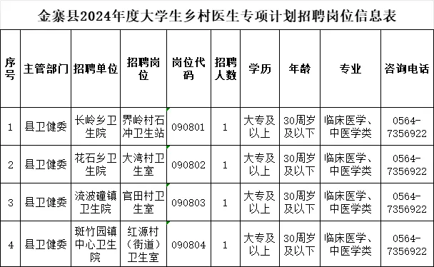2024年六安金寨县大学生乡村医生专项计划招聘4人公告-1.png
