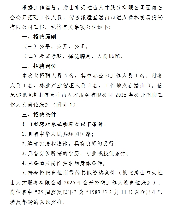 2025年安庆潜山市天柱山人才服务有限公司招聘5人公告-1.png